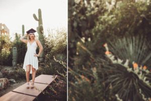 University of Arizona senior, Shelby, dons her grad cap during her senior session at U of A