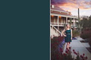 Graduating class of 2018 senior, Olivia, poses at the University of Arizona during her senior portrait session with Belle Vie Photography