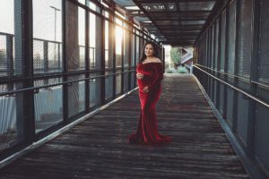Alex during her sunrise maternity session in downtown Tucson