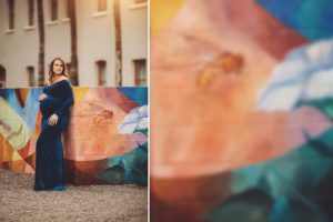 A downtown Tucson mural is used as a backdrop during Brooke's maternity session