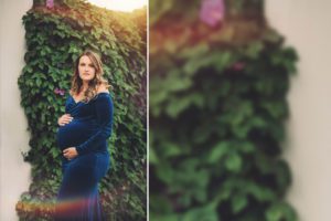 A floral wall during Brooke's maternity session in downtown Tucson
