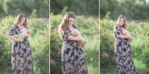 A breastfeeding session with breastfeeding photographer Belle Vie Photography at Tucson's Reid Park rose garden