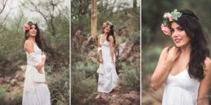 Natalie, a Tucson blogger, glamorously models a vintage outfit by TnT Vintage and Thrift paired with earrings by Luna + Saya