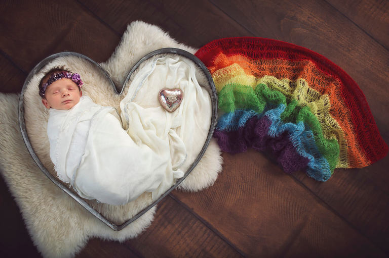 Rainbow baby Revy is celebrated alongside the ashes of her sister during her newborn session with Tucson newborn photographer Belle Vie Photography