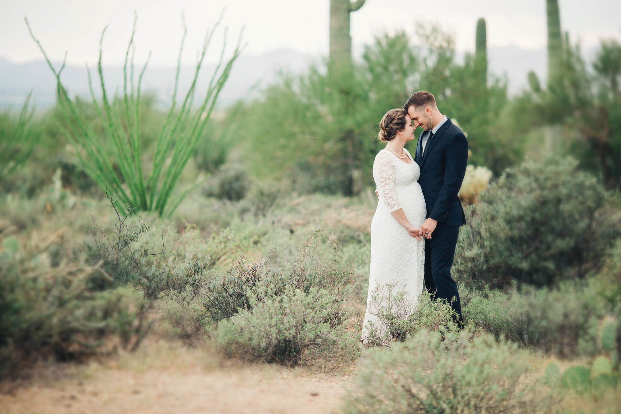 Amanda and Kenneth following their desert elopement in Tucson