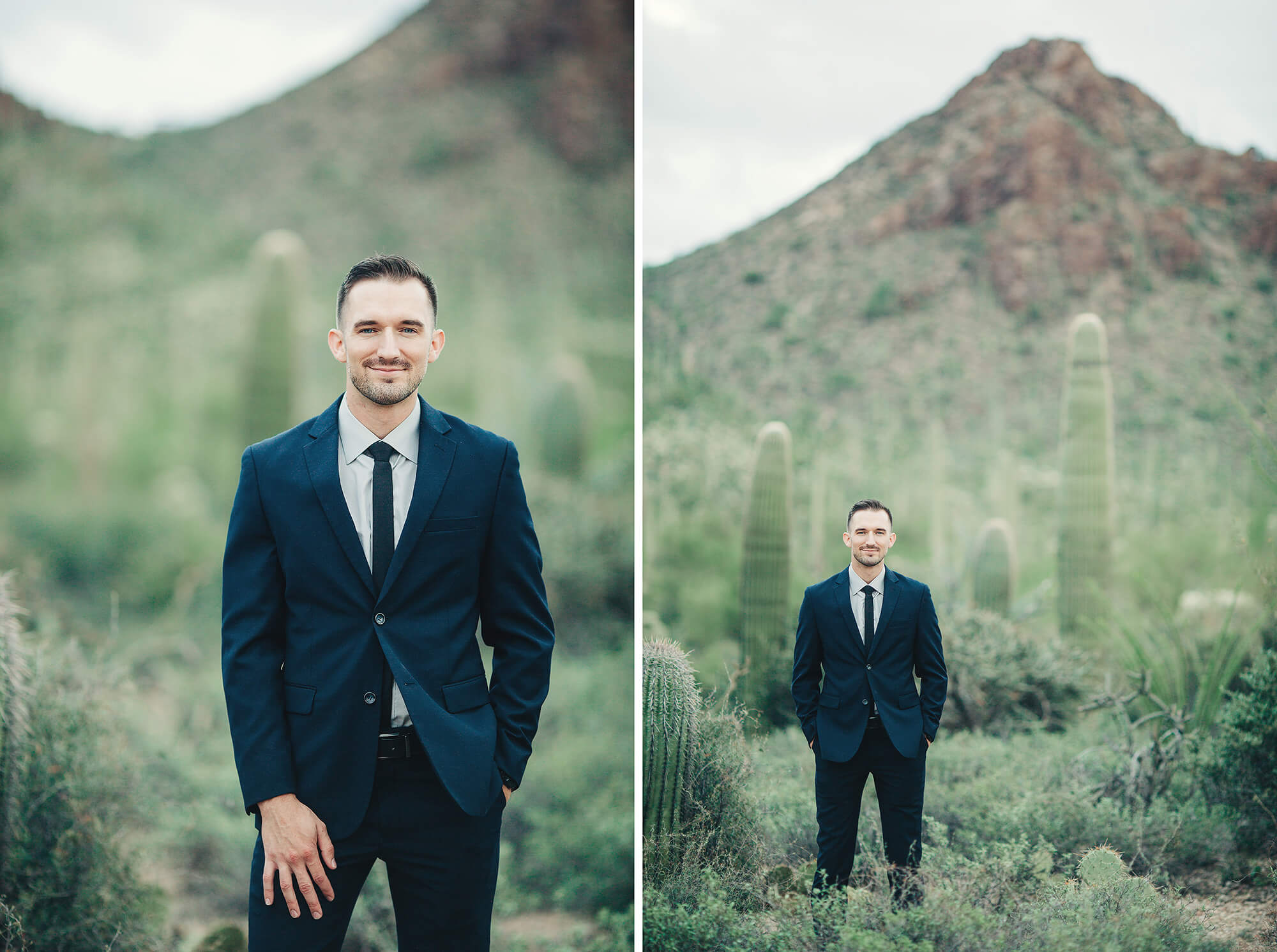 Kenneth looking handsome in his wedding attire following his desert elopement with bride, Amanda.