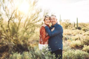 A couple share a close moment with a beautiful desert couple's shoot outside Tucson