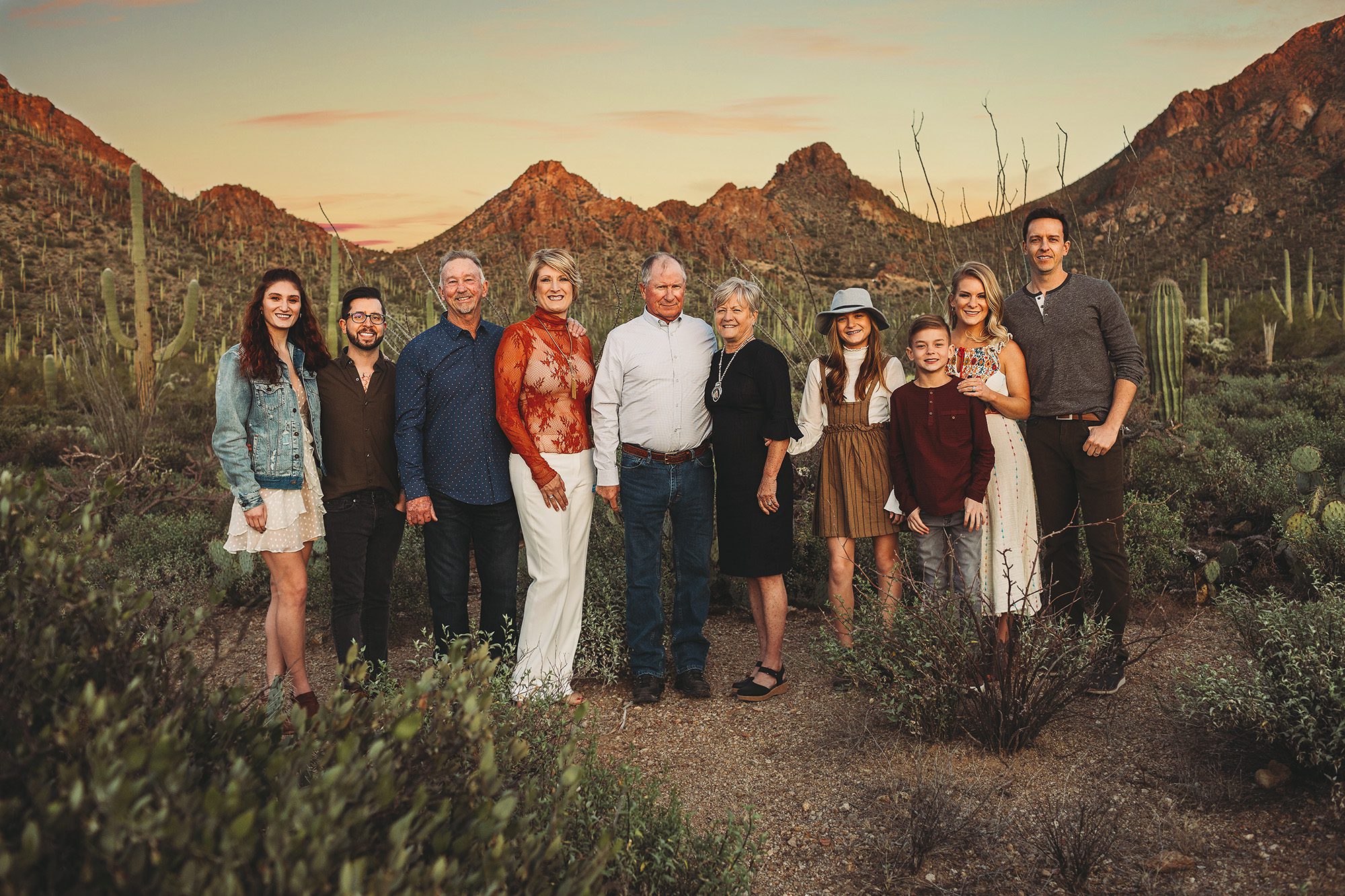 The mountains of Gates Pass in Tucson make a beautiful backdrop for this incredible family during their family photo session with Belle Vie Photography in Tucson