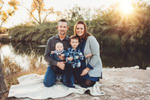 The Schlosser family at Tanque Verde Guest Ranch for sunset family photos