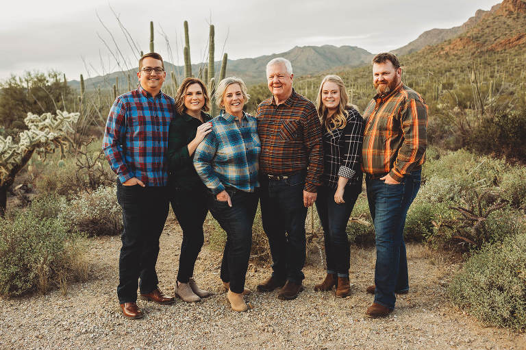 The Lindley family during a family photo session at Gate's Pass in Tucson
