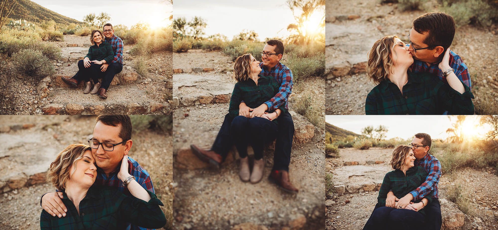 The Lindley's get cozy and cuddle with the setting sun at their backs