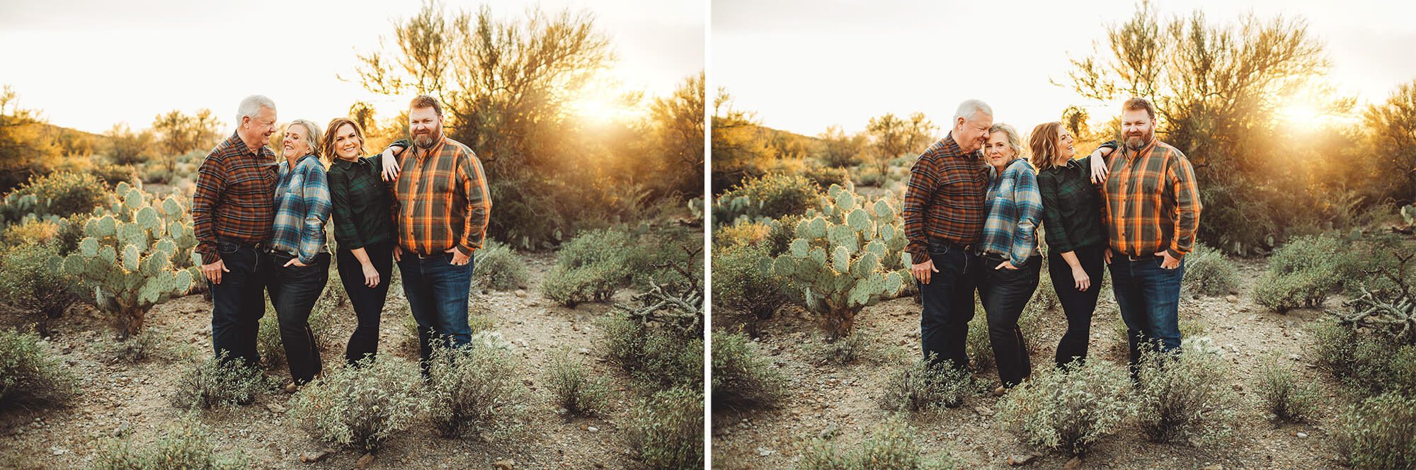 Dad, Mom, Sister and Brother have fun during their family photo session at Gate's Pass in Tucson with Belle Vie Photography