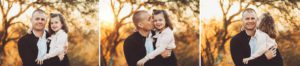 A father cuddles his youngest daughter during the Gunter's family photo session at sunset in Tucson