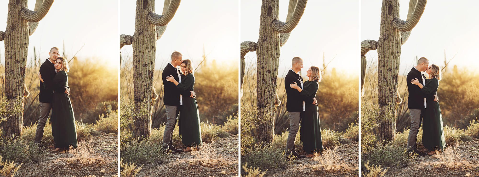 The Gunters lovingly cuddling, smiling and kissing during their family photo session at Gates Pass in Tucson with Belle Vie Photography