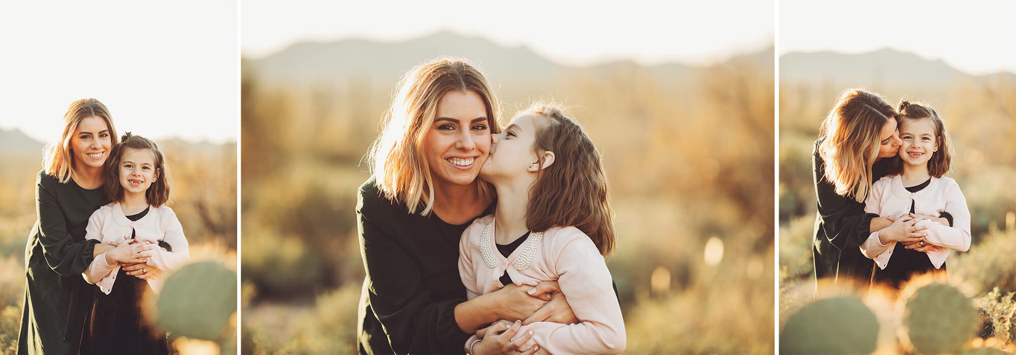 Mom and daughter share sweet and precious moments during the Gunter's family photo session near Gates Pass in Tucson