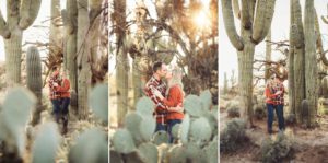 Surrounded by giant saguaros, the Freeman's enjoy each other under Tucson's warm spring sun