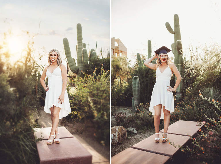Saguaros are a must when having grad photos taken at the University of Arizona