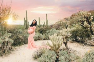 Christina's dress matched the glowing desert hues during her maternity session with Belle Vie Photography