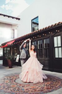 A beautiful twirl to highlight Lily's sparkling light-pink prom gown
