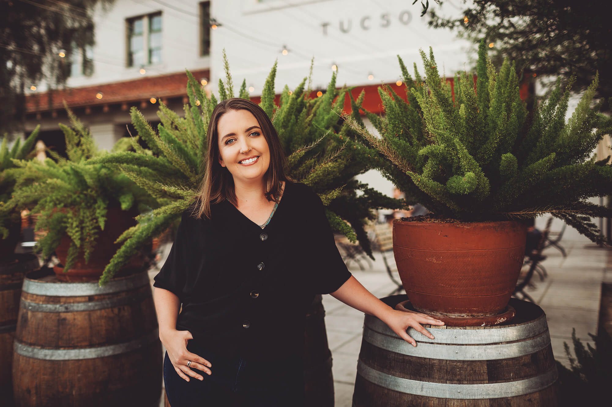 Megan during her headshot session near Maynard's Market in Tucson