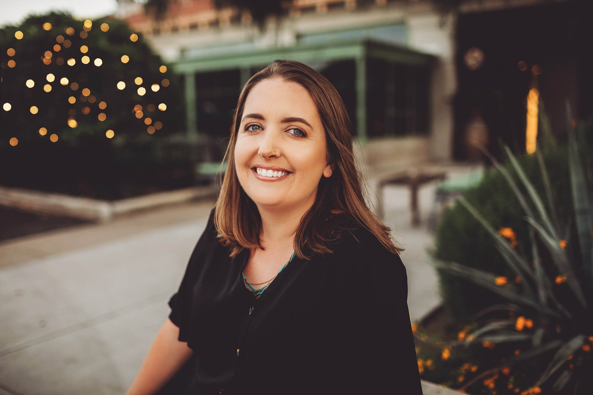 Megan near Maynard's Market during her photo session