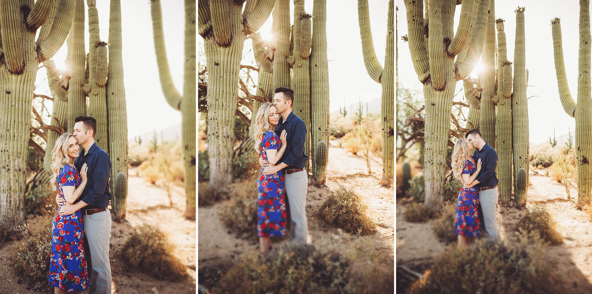 Shaun and Ally during their sunset desert engagement session at Sabino Canyon with Belle Vie Photography