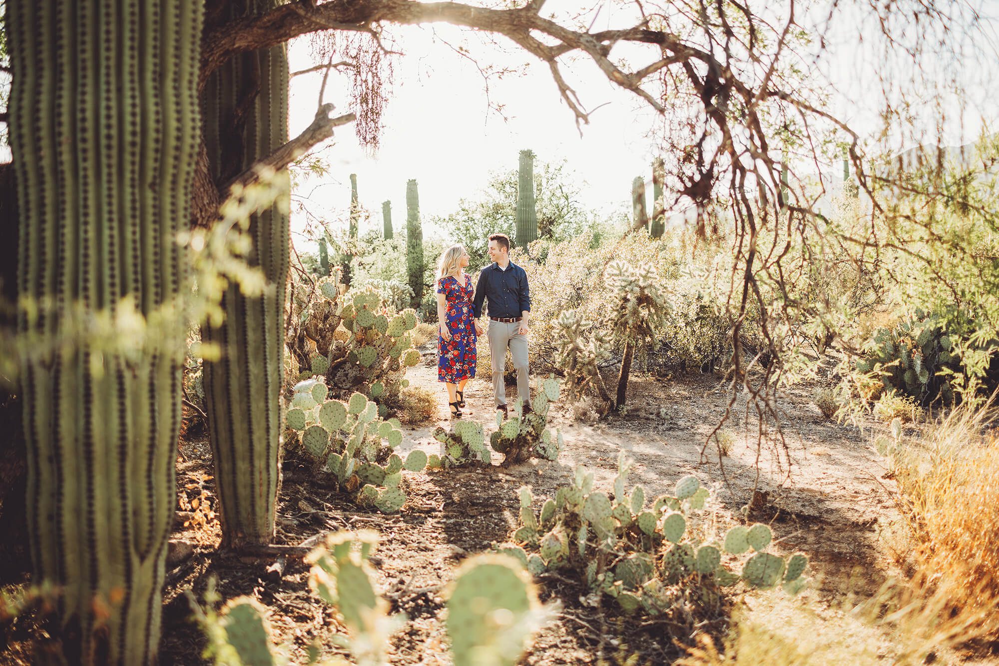 A sweet stroll for Shaun and Ally at Sabino Canyon during their couple's session