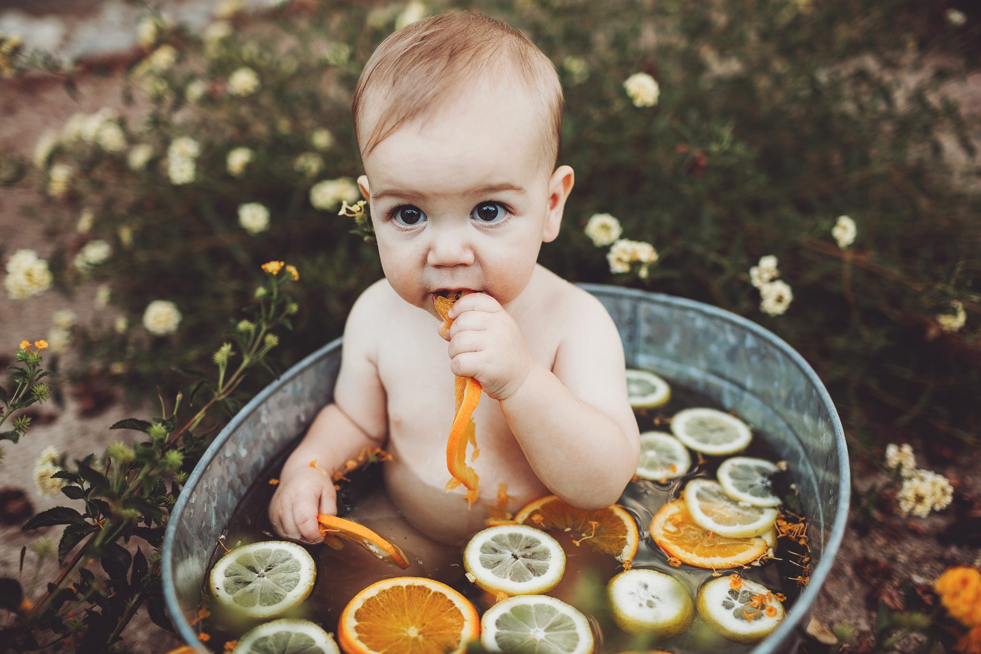 The oranges were Felix's favorite during his fruit bath session