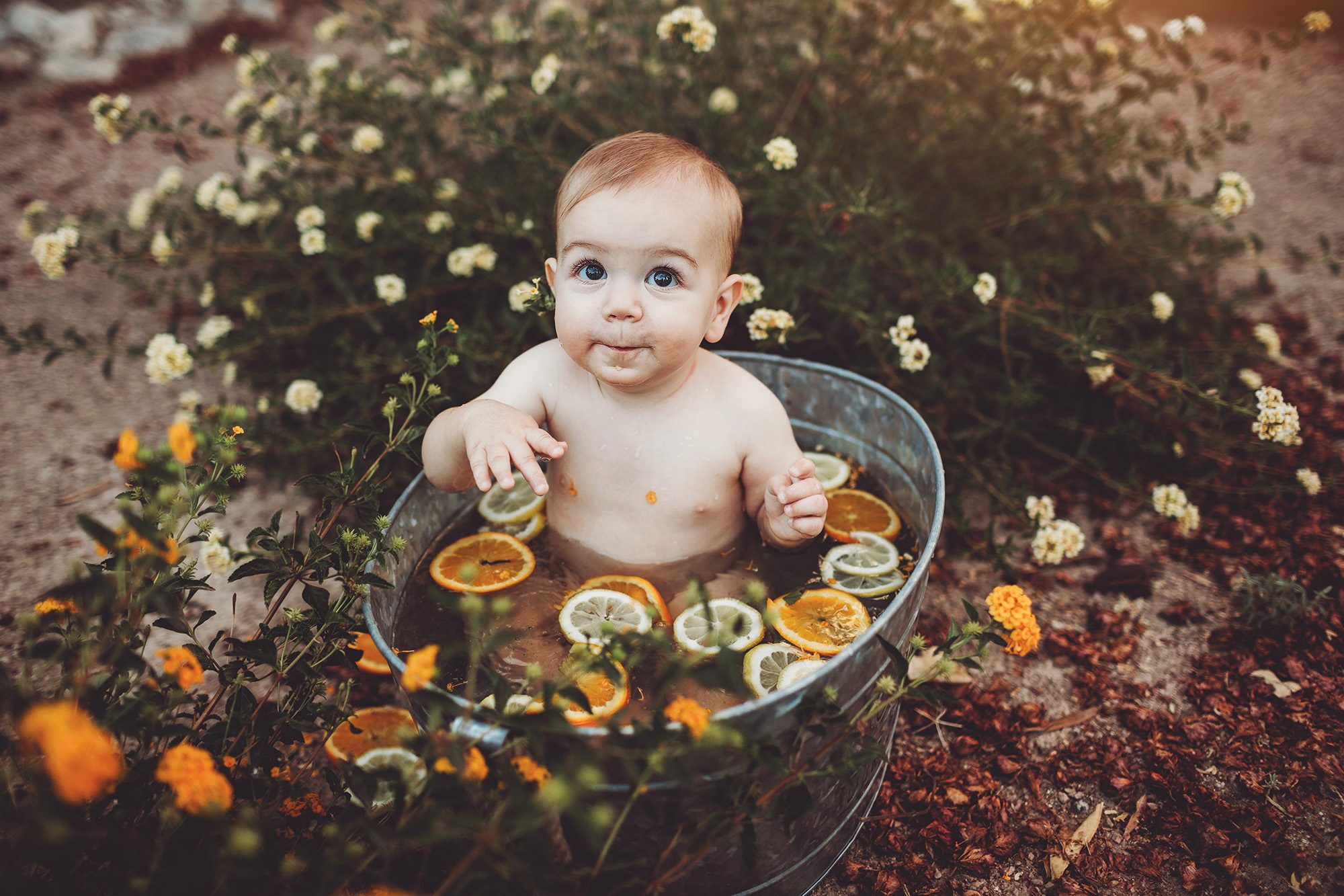 Baby Felix was so happy and was not ready to get out of his fruit bath by the end of our session