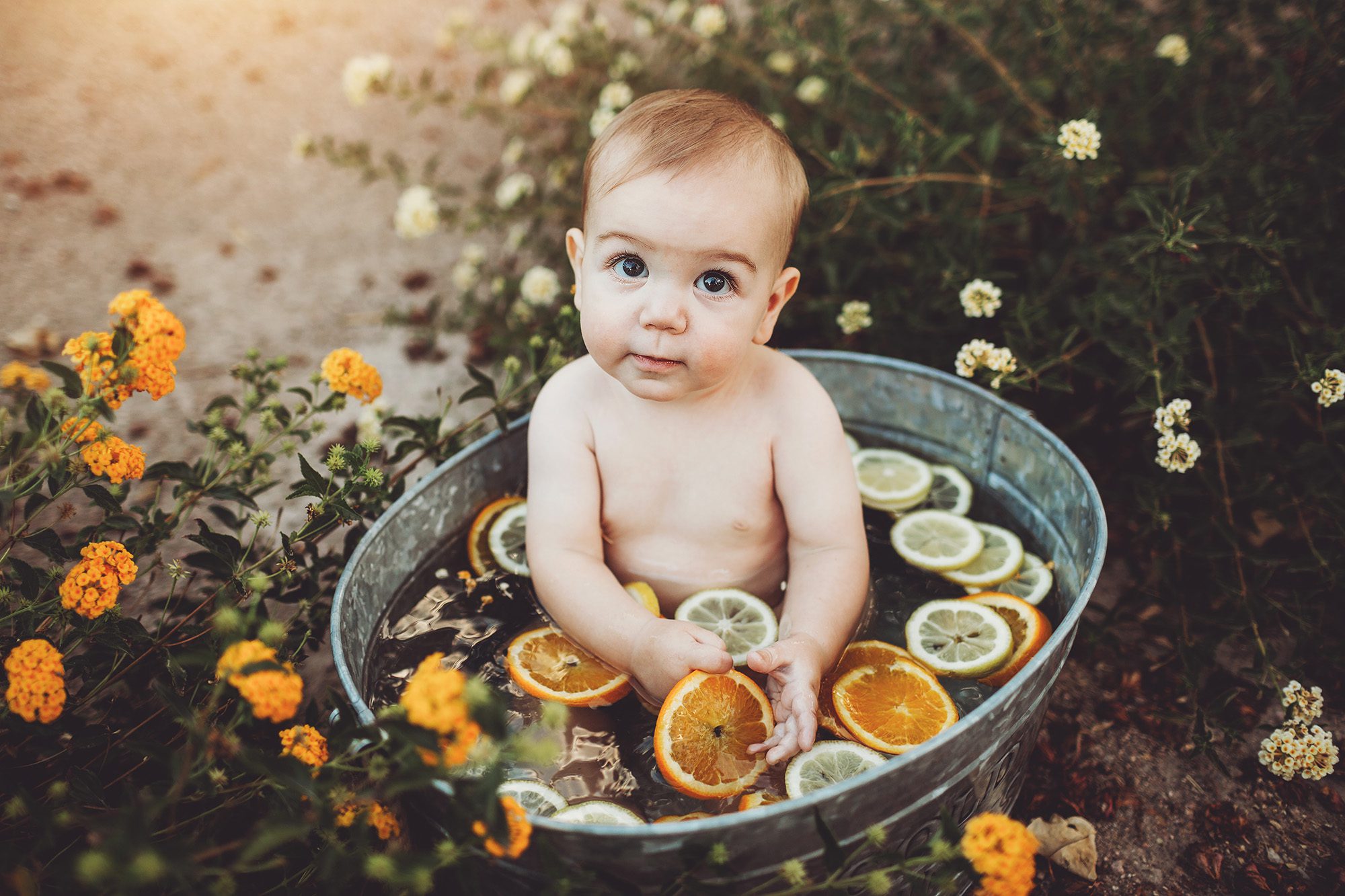 Felix loved playing with the fruit