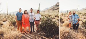 Parents and their children during a hot summer photo session while visiting family in Tucson
