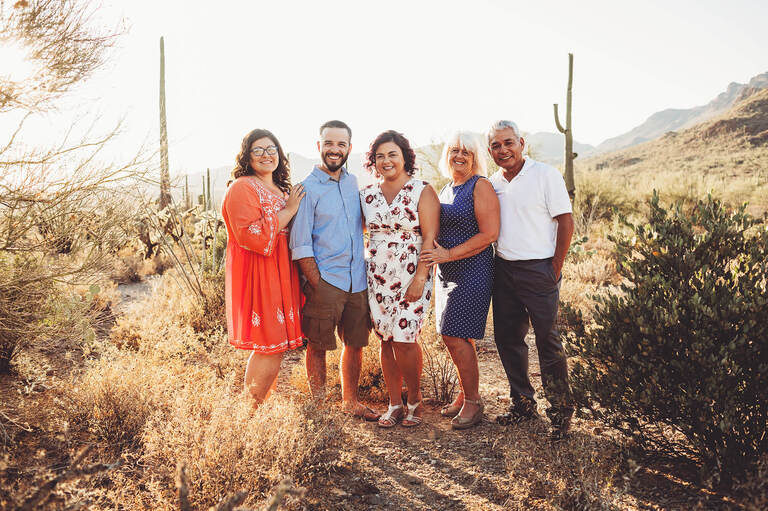 The original Castillo family all together in the desert for a long overdue family photo session
