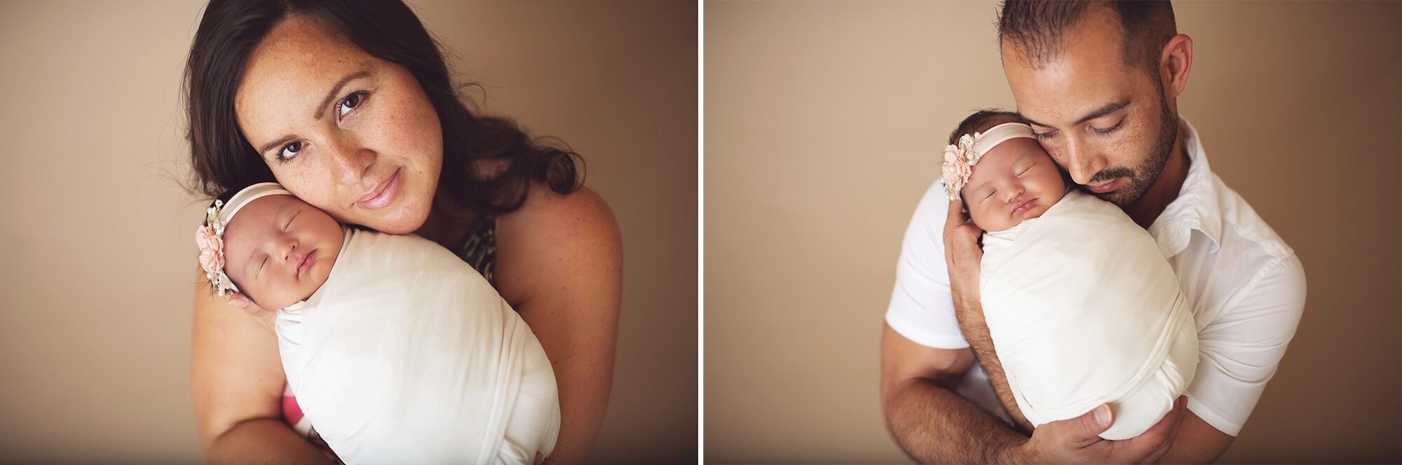 Mom and dad holding their baby girl during her newborn session