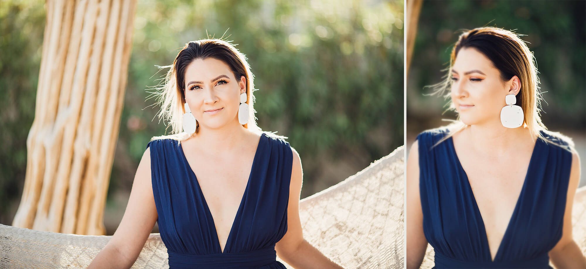 Sophia looks gorgeous in blue with her white, rhinestone earrings.