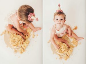 Alma loves her cake, eating it and playing in it