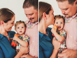 Cute and colorful family photos during a cake smash session