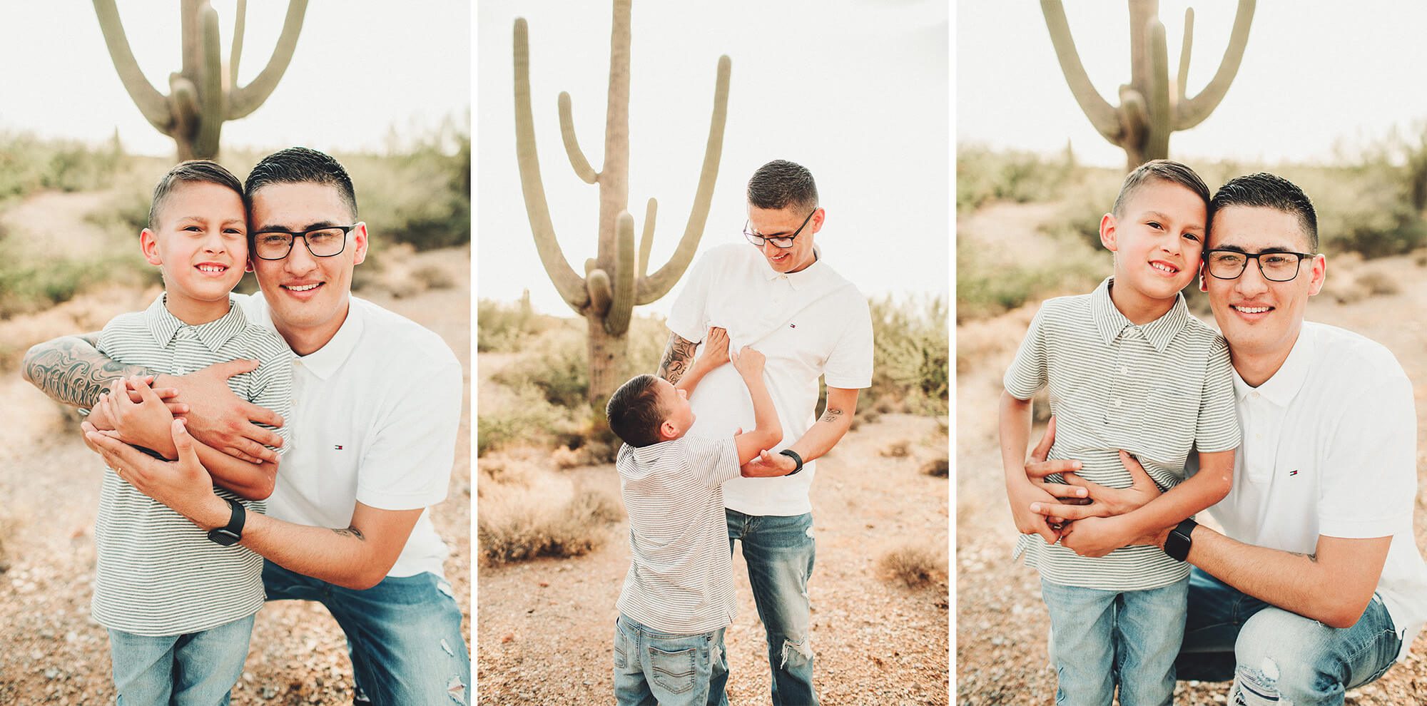 Father and son, embraces and tickles for these Galindo men
