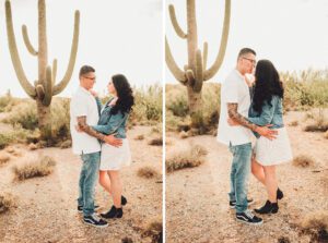Beautiful sunset desert embraces for this couple