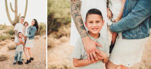 The Galindo's during their desert family session at Saguaro National Park