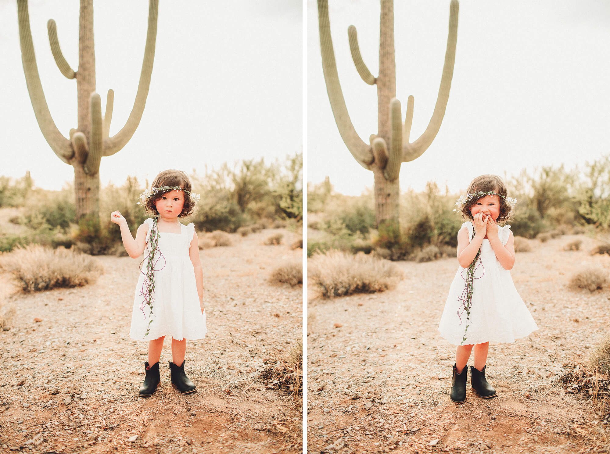 Lots of personality from this beautiful little girl celebrating her second birthday with a desert photoshoot