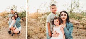 Mom and her babies during the Galindo's family session at Saguaro National park