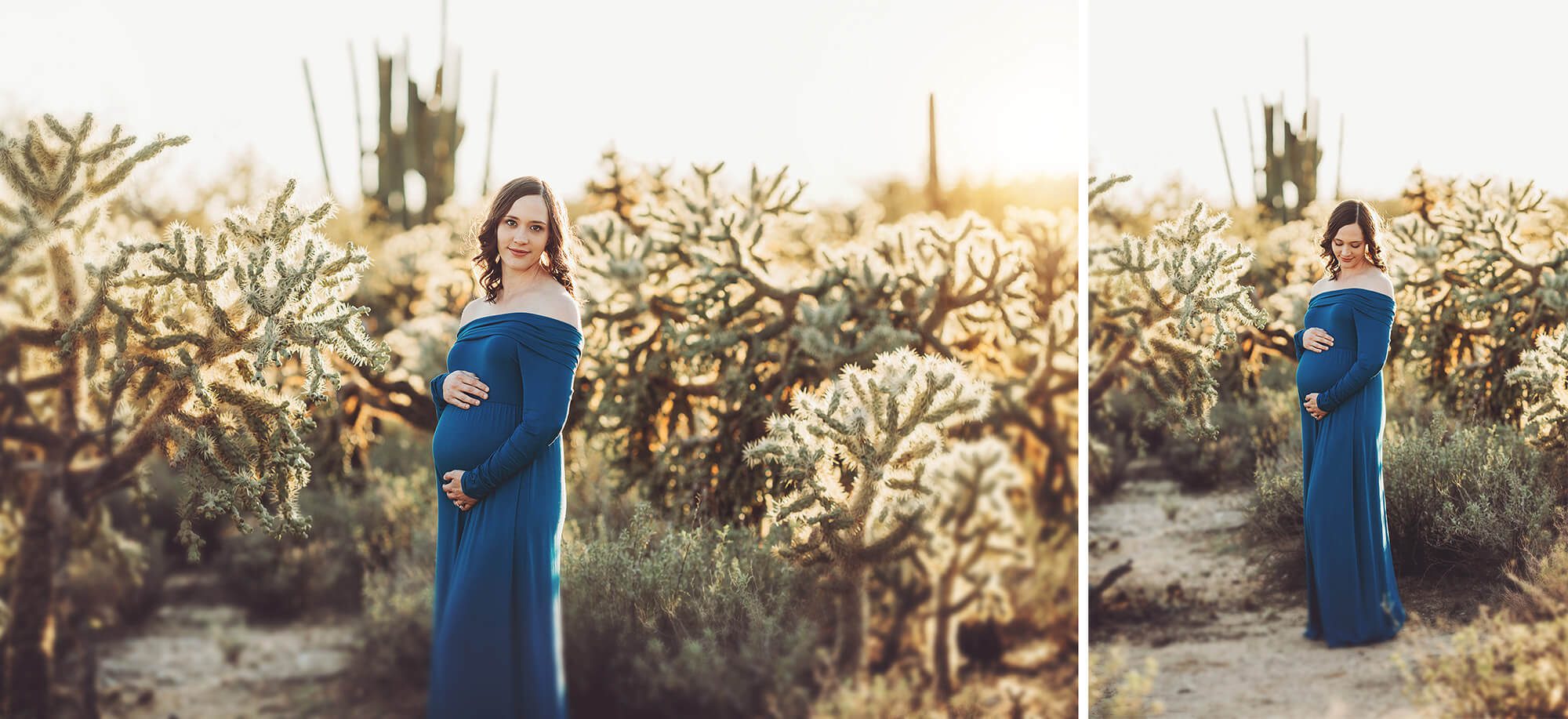 Surrounded by jumping cactus, beautiful mama Adrianne during her Sabino maternity session