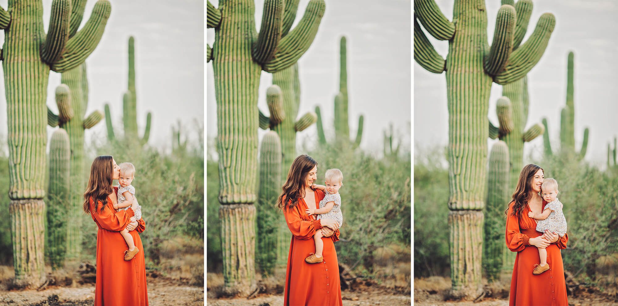 Mom and daughter during their breastfeeding session at Saguaro National Park