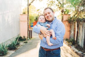 Dad and his baby boy during their hot summer Tucson session in downtown