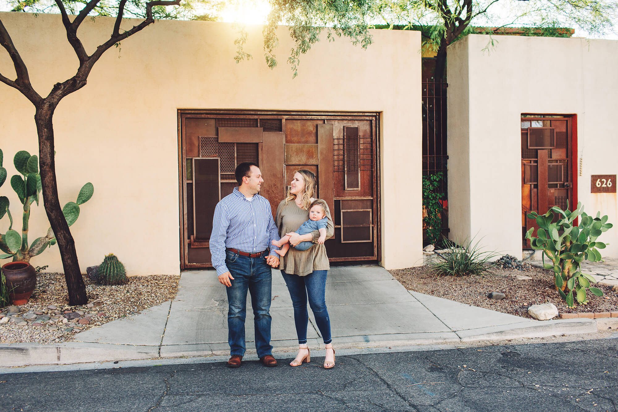 A Tucson family during their family photo session downtown.