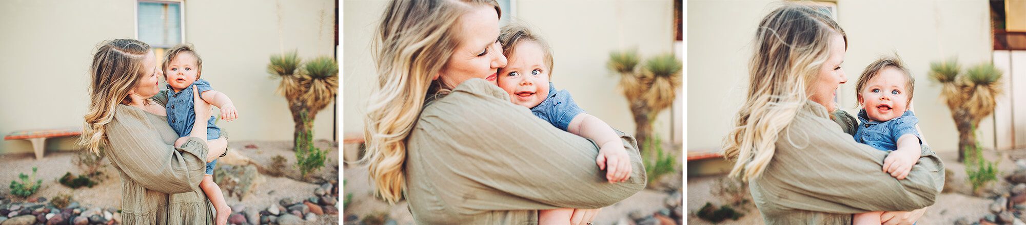 Mom and her baby boy during their family photo session in downtown Tucson