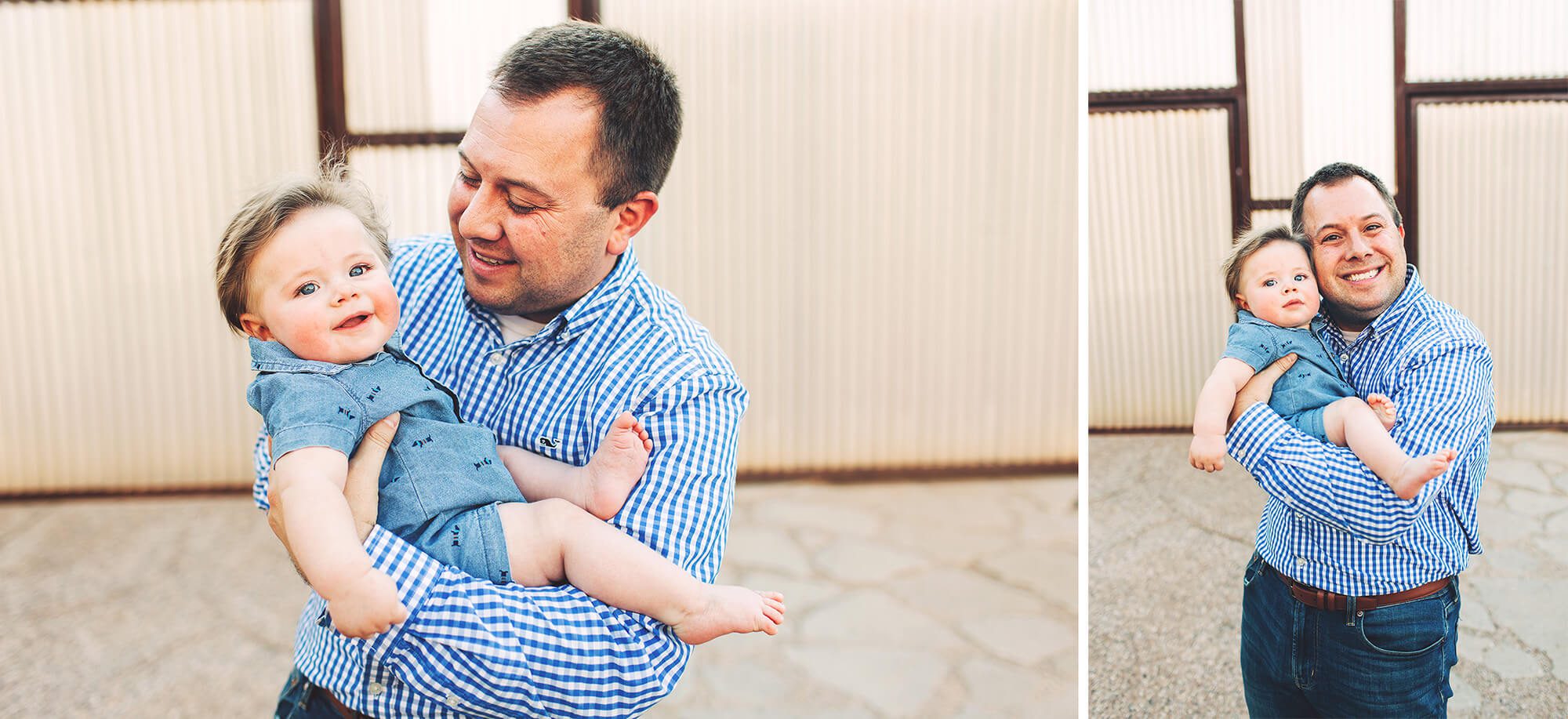 Some father and son snuggle time during their family photo session in Tucson