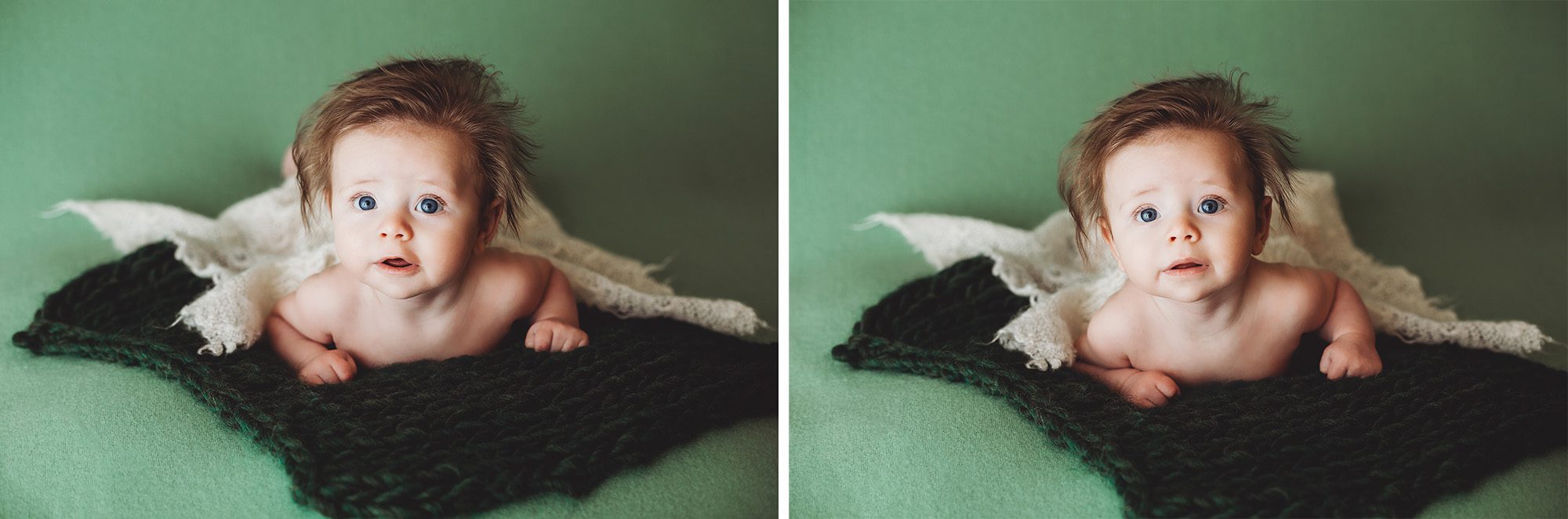 Little carter in green during his three-month session