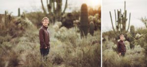 Cory at the beginning of his session with a giant saguaro in the distance
