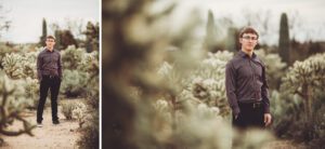 Cory surrounded by jumping cactus during his senior session
